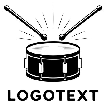 Drum with drumsticks isolated on white background, musical instrument concept design