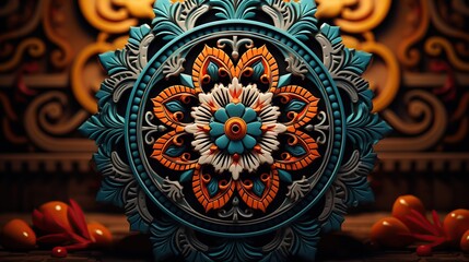 Intricate floral medallion on a detailed background, showcasing artful design