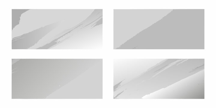 Four abstract grey backgrounds with textured brush strokes and gradients for design