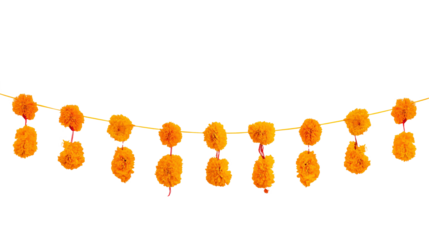 Buy orange marigold flower garland for diwali decoration festive celebrations