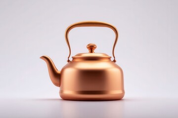 Sleek Modern Copper Kettle Centered Against Minimalist Background