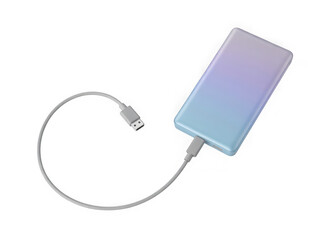 Supply power charger battery powerbank 3D icon isolated on transparent background. rechargeable product usb-c type. illustration elements