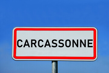 Obraz premium Ortsschild Carcassonne