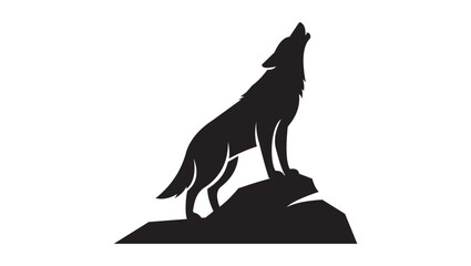 Howling Wolf Silhouette Vector &ndash; Minimal Black Wild Animal Design