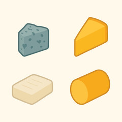 Cheese assortment board with blue wedge hard block and log
