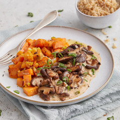 Shiitake with Coconut Sauce and Sweet Potatoes