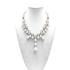 Timeless elegance: A stunning pearl necklace on a mannequin, perfect for jewelry ads, bridal designs, or luxury lifestyle content that evokes sophistication