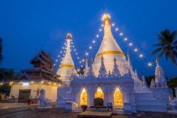 Fototapeta premium Wat Phra That Doi Kong Mu, Thai temple architecture, ancient pagodas and travel to important Buddhist sites in Thailand and Asia.