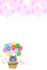 ふうせんとネコの背景〈ハガキ〉　H-3