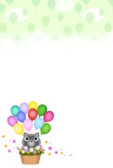 ふうせんとネコの背景〈ハガキ〉　H-2