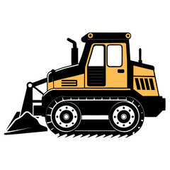yellow bulldozer isolated on white