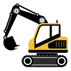 excavator on white background