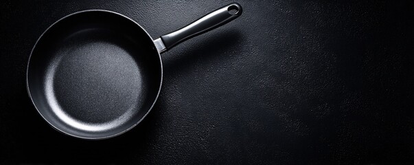 Black Non-Stick Frying Pan with Curved Handle