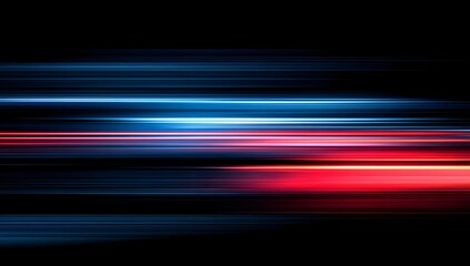 Abstract streaks of vibrant blue and crimson light blur across a dark backdrop creating a dynamic sense of motion and futuristic energy
