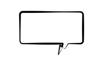 Fototapeta premium Simple black outline of a speech bubble on white background — minimalist, universal symbol for communication, dialogue, or messaging in design and digital interfaces.
