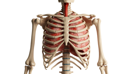 Human anatomy with lungs and rib cage for medical illustration and educational use
