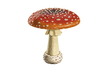 Obraz premium Amanita muscaria mushroom, striking red and white toadstool, vintage illustration