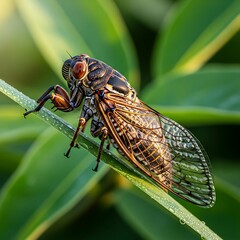 Cicada on a Leaf - A Close-Up of Natures Symphony.