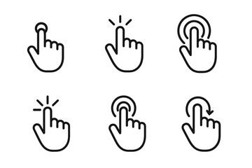 Obraz premium Set of six hand gesture icons for touchscreen devices and interfaces