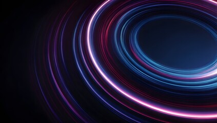 Abstract swirling light trails in deep blue and vibrant pink hues creating a mesmerizing circular pattern against a dark background