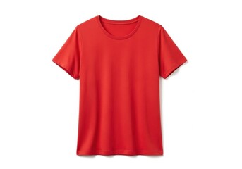 A vibrant red tshirt is isolated on white background, showcasing its casual style and comfortable fit for everyday wear and fashion