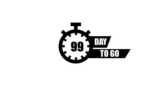 Stopwatch icon showing 99 days to go with black text on white background timer countdown