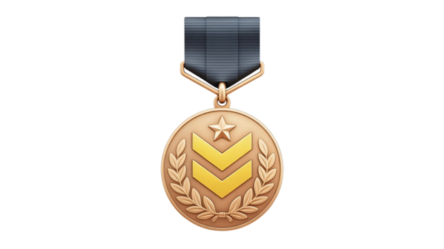 Bronze military medal honors valor and service, perfect for awards and recognition