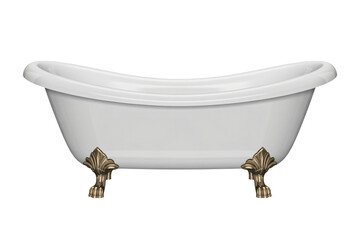 Elegant freestanding bathtub with luxurious golden claw feet for bathroom designs