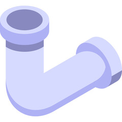 Isometric Light Blue Metal Pipe Elbow Connector With Smooth Surface Isolated On White Background Studio Shot