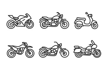 Obraz premium Set of six motorcycle icons featuring various styles and designs