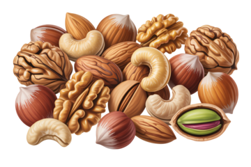 Assortment of delicious nuts, a wholesome snack for healthy lifestyle choices