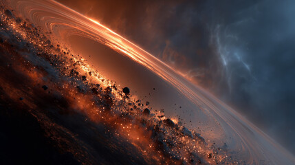 Cosmic cataclysm celestial event outer space digital art dramatic atmosphere wide angle universe concepts