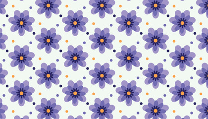 Hand-Drawn Seamless flowers Pattern, Minimal Spring Botanical Flower And Leaf Vector Repeating Design.