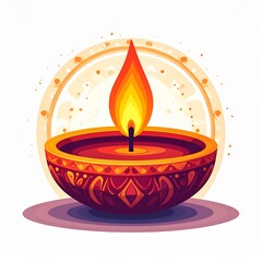 Happy diwali oil lamp or diya vector illustration on white background