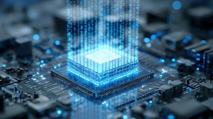 Exploring the innovative concept of artificial intelligence and quantum computing through a futuristic chip design glowing with advanced technology and intricate circuitry connections - Powered by Adobe