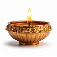 Indian popular festival happy diwali oil lamp or diya on white background