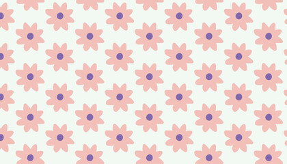 Hand-Drawn Seamless flowers Pattern, Minimal Spring Botanical Flower And Leaf Vector Repeating Design.