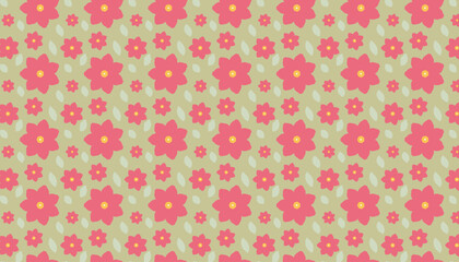 Minimal Spring Flower pattern, Vector Repeating Design.