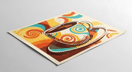 Colorful Coffee Cup Art - A Retro-Inspired Design.