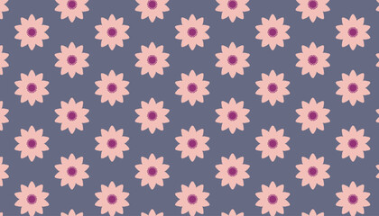 Minimal Spring Flower pattern, Vector Repeating Design.
