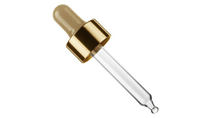 Elegant glass dropper with golden accents for serum or essential oil product