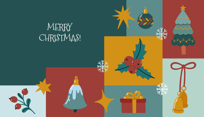 Christmas card in modern geometric style