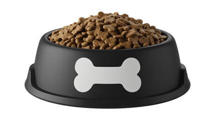 Dog food bowl bone design filled and ready for a happy pet to eat dinner now