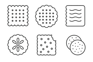 Set of six outline cookie and cracker designs in various shapes