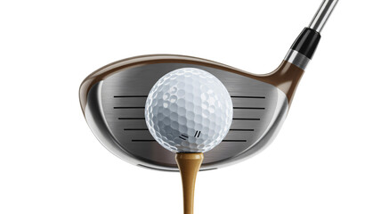 Ready to drive the ball with precision, golf ball on tee with club ready for action