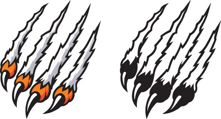 Stylized Claw Mark Design Colorful and Black Scratch Silhouette Vector Illustration © Mohaiminul