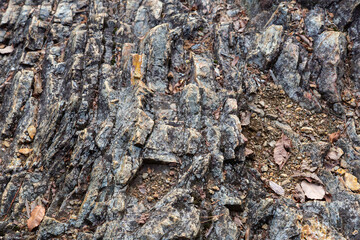 硬くて鋭い岩肌