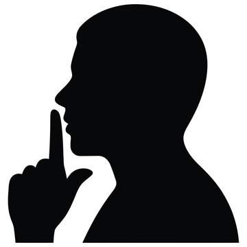 Sssh! Silent silhouette of a man with finger on lips