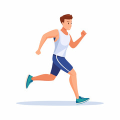 Energetic runner in athletic wear against a clean white background