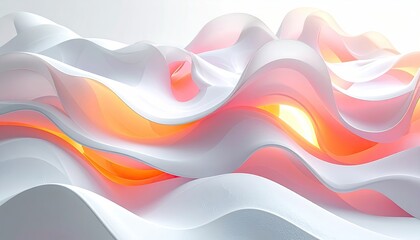 White and orange flowing abstract waves, elegant form